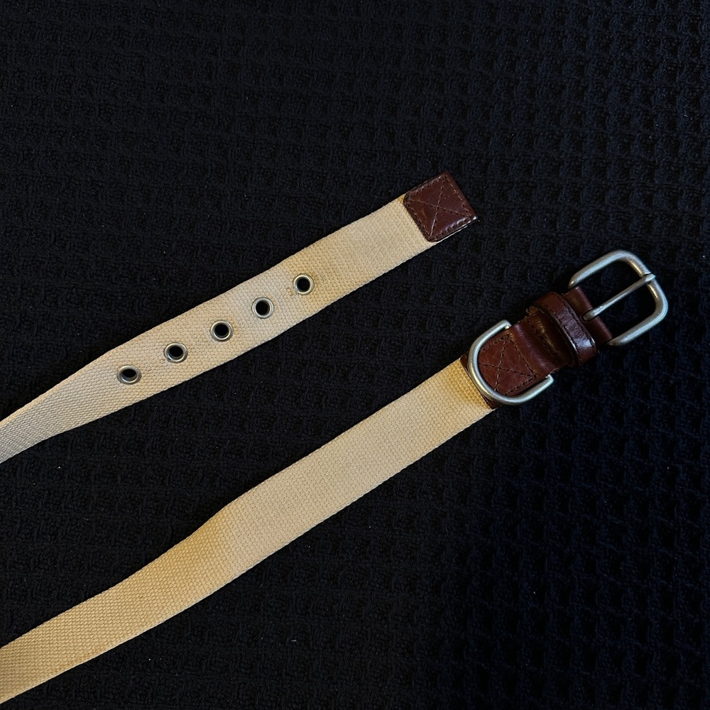 J. Crew Beige and Dark Brown Men's Belt, size S